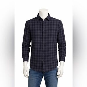 rag & bone Men's Gray Navy Purple Plaid Button-Down Flannel Shirt Sz XXL